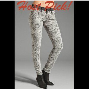 CURRENT ELLIOTT New Jeans Ankle Skinny Light Grey Black Lace Floral Women's HP🎉